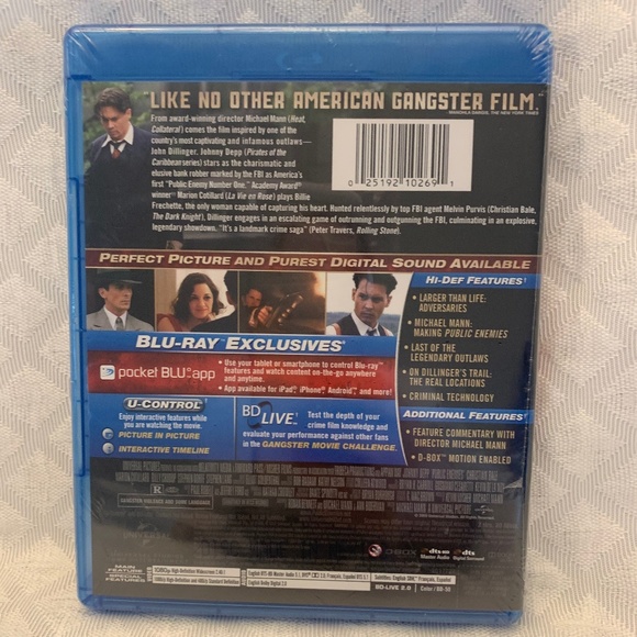 Sealed New Blu-Ray Public Enemies Johnny Depp Christian Bale - Picture 3 of 3
